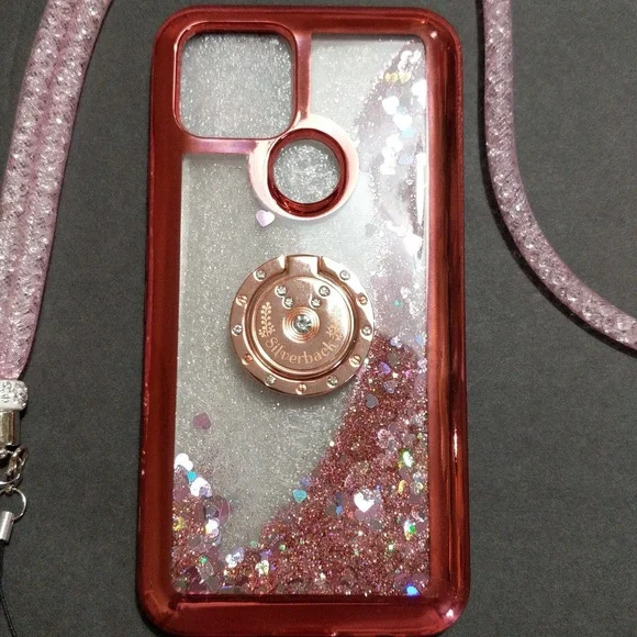 Google Pixel 5 5g Rose Gold Clear Cover Strap Moving Holographic Sparkle… - Picture 2 of 8